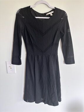 LC Lauren Conrad Black Eyelet Fit-and-Flare Dress Fancy Event Fancy Black Tie